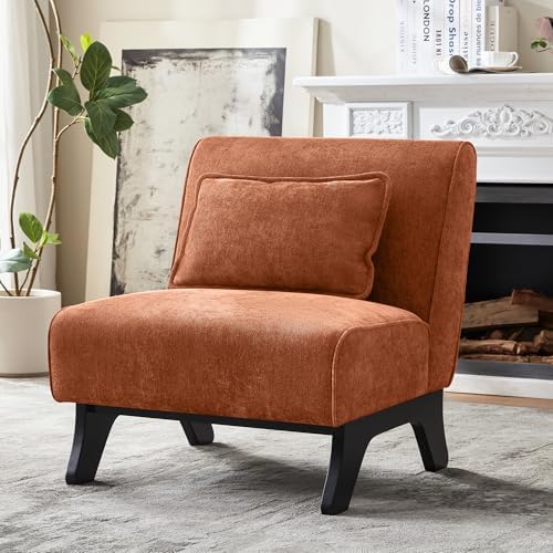 Armless Accent Chair Comfy Upholstered Modern Living Room Side Chair by womina