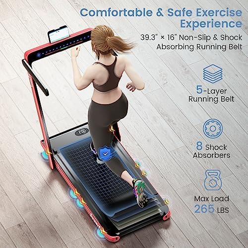 Goplus 2 in 1 Under Desk Treadmill, 2.25HP Superfit Folding Treadmill with Touch Panel Control, App Control, Remote Control, Bluetooth Speaker, Foldable Walking Treadmills for Home Office - Image 3