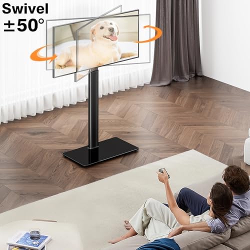 Universal TV Stand Monitor with Mount 100 Degree Swivel Height Adjustable and Tilt Function for 19 to 43 inch LCD, LED OLED TVs,Space Saving Standing Bedroom Living Room Corner,Black - Image 3