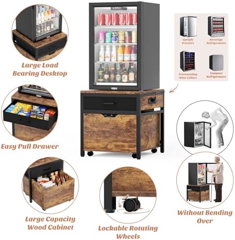 Unikito Mini Fridge Stand with Storage Drawer and Power Outlet - Image 5