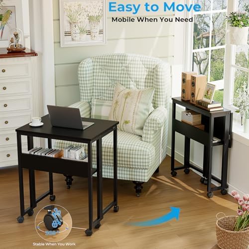 GreenForest Folding Desk with Wheels, 31.5" Rolling Table for Small Spaces - Image 4