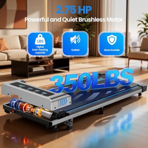 Walking Pad with Incline, FOUSAE 6.2MPH Walking Pad Under Desk Treadmill with 10% Incline, Full Screen LED Display, 2.75HP Brushless Drive, 12 HIIT Programs, Remote Control, 350 LBS Capacity - Image 7
