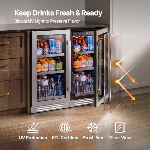 Ca'Lefort 30'' Beverage Fridge Under Counter, 200 Can Beverage Refrigerator - Image 3