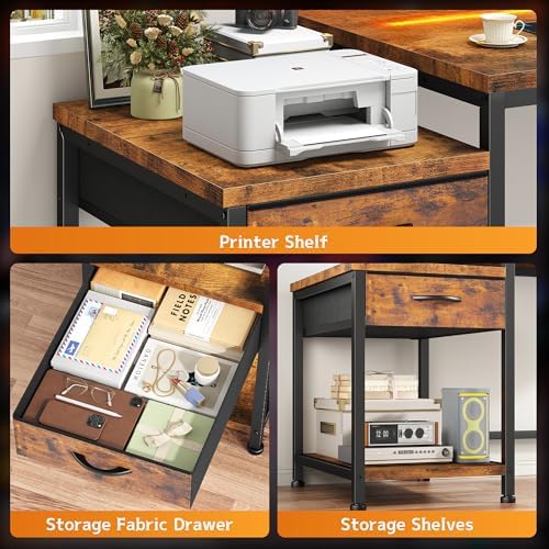 DurayLoly 48"Computer Desk with Printer Shelf,Drawer & Hook for Home Office - Image 3
