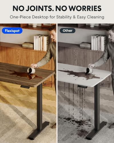 FLEXISPOT EN1 48"x24" One-Piece Standing Desk, Black Walnut (Black Frame) - Image 3