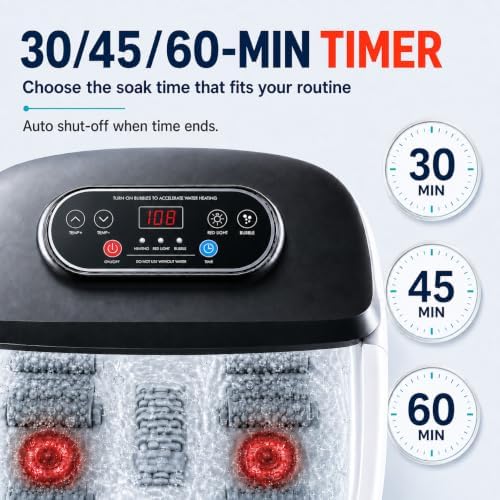 RIGHTMELL Foot Soaking Tub with Heat, Red Light, Bubble Spa & Timer - Image 3