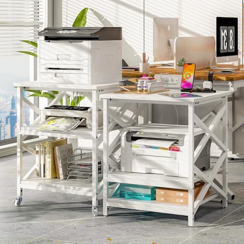 METYERRY 24"x23.6" Large Printer Stand with Power Outlet, 3 Tier Cart - Image 2