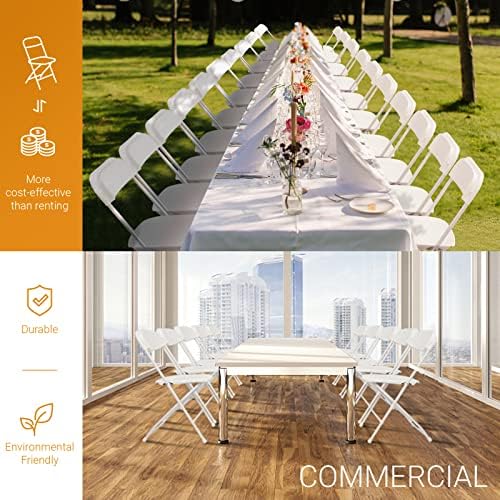 VINGLI 5 Pack White Plastic Folding Chair, Indoor Outdoor Portable Stackable Commercial Seat with Steel Frame 350lb. Capacity for Events Office Wedding Party Picnic Kitchen Dining - Image 6