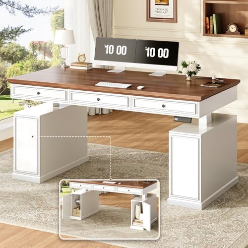 SEDETA 55.1" Farmhouse Executive Electric Standing Desk with 3 Drawers by SEDETA