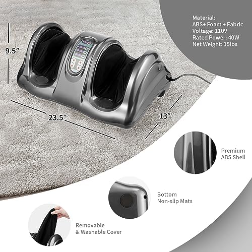 GIANTEX Shiatsu Foot Massager Machine for Feet, Nerve Pain Therapy Spa Gift Deep Kneading Rolling Massage for Leg Calf Ankle, Electric Shiatsu Foot Massager w/Remote, 4 Modes, Gray - Image 6