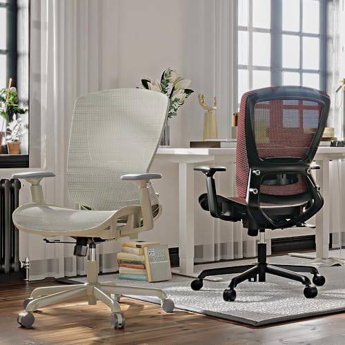 ELABEST Mesh Office Chair,Ergonomic Computer Desk Chair,Sturdy Task Chair- Adjustable Lumbar Support & Armrests,Tilt Function,Comfort Wide Seat,Swivel Home Office Chair (Grey Frame Grey Mesh) - Image 2