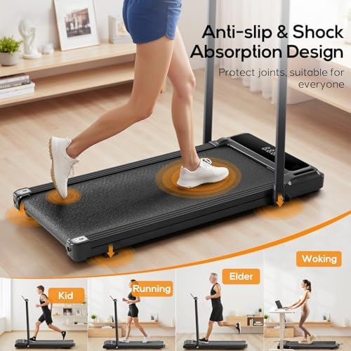 NEWBULIG Under Desk Walking Pad Treadmill, Portable Compact Electric Treadmill with Remote Control, Quiet Fitness Equipment & LED Display for Home & Office, Black&Sliver - Image 5