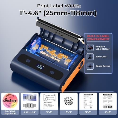 Battery Powered Shipping Label Printer | DP45S 4x6 Cordless Portable Thermal Label Printer for Small Business, Rechargeable Battery, Built-in Paper Bin, Compatible with iPhone Android Windows - Image 4