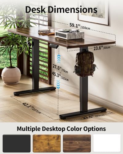 BIZUM Electric Standing Desk 60 x 24 Inch Computer Desk-Gaming Desk Dark Walnut Home Office Desks Height Adjustable Memory Stand Up Computer Workstation - Image 3