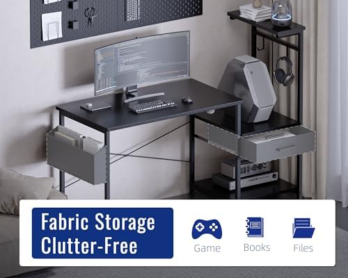 Pamray 50 Inch Small Gaming Computer Desk with Drawers and Shelves - Image 4