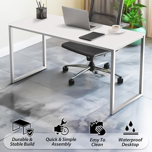 SHW Mission 55-Inch Home Office Computer Desk, White - Image 4