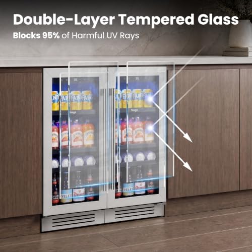 Yeego 30 Inch Beverage Refrigerator, 200 Can Beer Cooler with Glass Door - Image 6