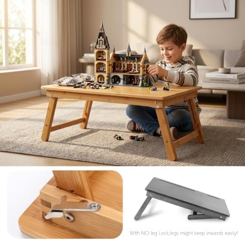 Nnewvante Large Floor Desk Foldable Table for Adults, Bamboo 25.6 x 17.7in - Image 3