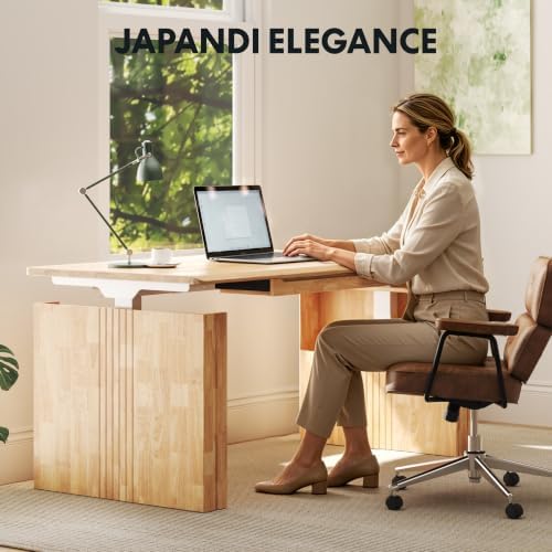 FLEXISPOT 63" WoodiX Solid Wood Executive Standing Desk with Drawer, Maple - Image 3