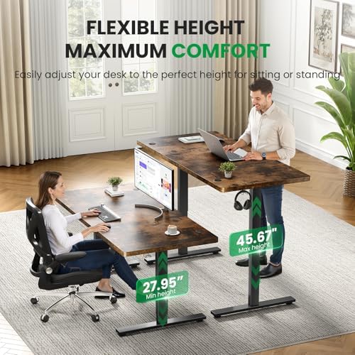 SIAGO Brown 60x28 in Standing Desk, 1 Inch Thick Tabletop, Double Frame - Image 5