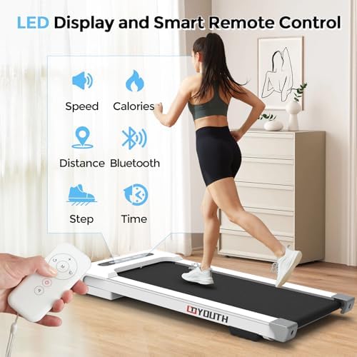 GOYOUTH Walking Pad Treadmill, Under Desk Treadmill for Home Office, Wide Belt Compact Treadmills 300 lbs Capacity, 2.25HP Shock-Absorbing Walking Jogging Running Machine Remote Included - Image 2