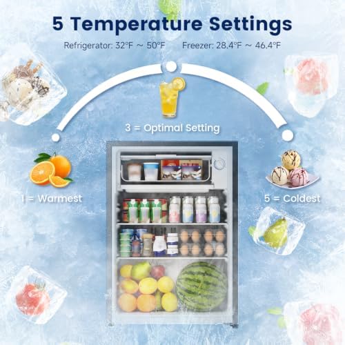 BANGSON 2.6 Cu Ft Small Fridge with Freezer for Office Silver - Image 3