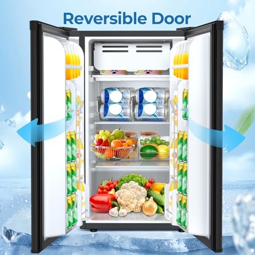 Electactic 3.2 Cu.ft Mini Fridge with Freezer, Compact Refrigerator with Reversible Single Door, Adjustable Thermostat, Low Noise, Energy Efficient for Office, Dorm, Bedroom, Apartment (Black) - Image 4