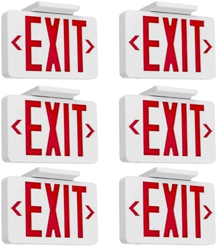 Gruenlich Emergency Exit Sign for Business, Battery Backup, 6 Pack by GRUENLICH