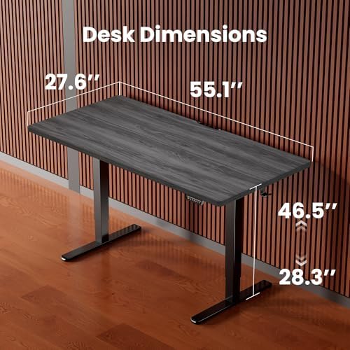 ErGear Height Adjustable Electric Standing Desk, 55 x 28 Inches Sit Stand up Desk, Memory Computer Home Office Desk, Grey - Image 3