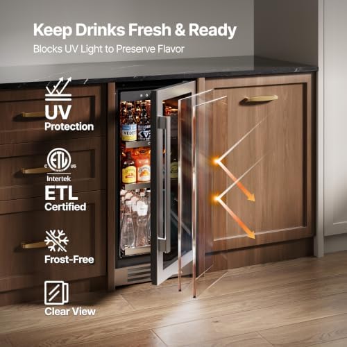 Ca'Lefort 15'' Beverage Refrigerator, 100 Can Beverage Fridge Under Counter - Image 3