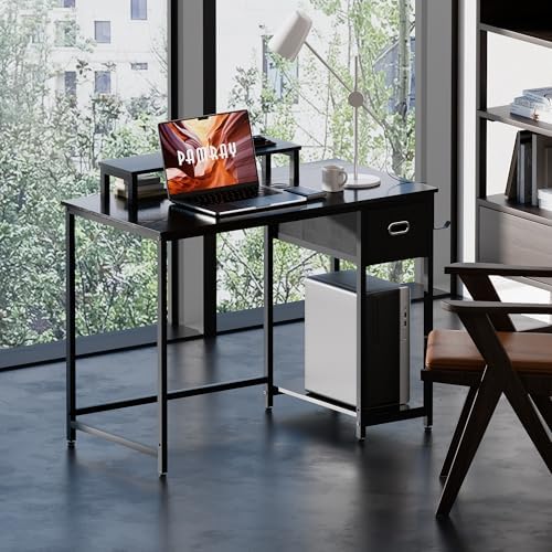 Pamray 39 Inch Small Computer Desk with Monitor Stand and Drawer for Gaming - Image 2