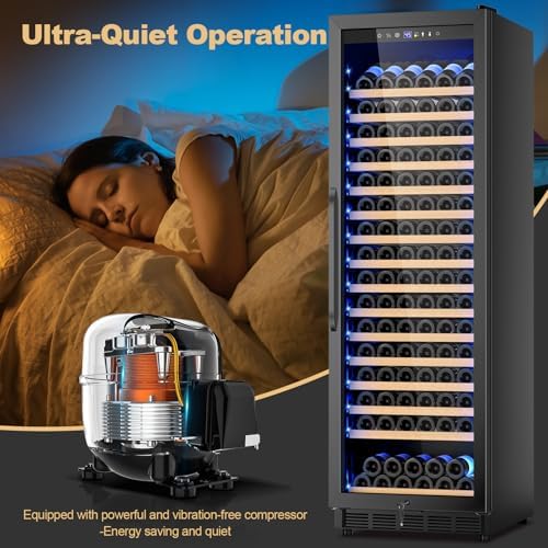 Upgraded 190 Bottles Wine Cooler Refrigerator,24 Inch Wide Wine Fridge with Professional Temperature Control System,Freestanding or Built-in installation, Quiet Operation,Black - Image 5