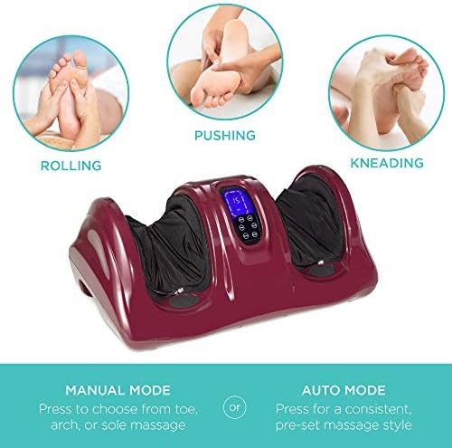 Best Choice Products Shiatsu Foot Massager for Pain Relief, Plantar Fasciitis, Neuropathy, Blood Circulation, Remote Control w/Compact Design - Burgundy - Image 5