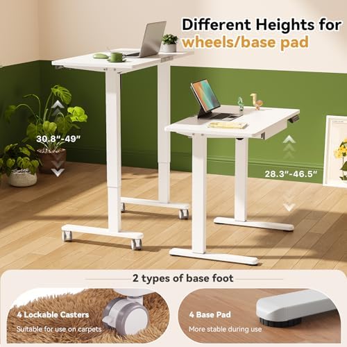 Gibbon Mounts 35” Rolling Standing Desk with Drawer & Wheels, White - Image 3