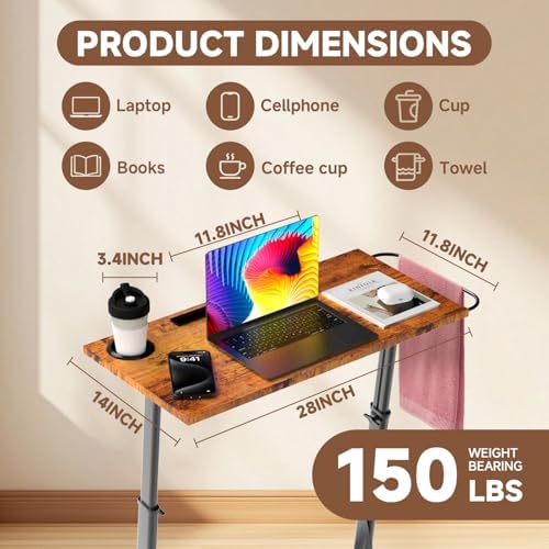 Adjustable Treadmill Walking Pad Desk, for Bike/Cycling Trainer, Workstation Standing Desk, Trainer Stand Table for Indoor, Treadmill Attachment-Exercise While Working or Watching TV, Rustic Brown - Image 2