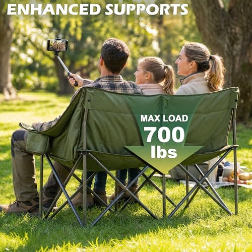 Youtanic 60" Extra Double Camping Chair for Adults, 700lbs Padded Loveseat - Image 4