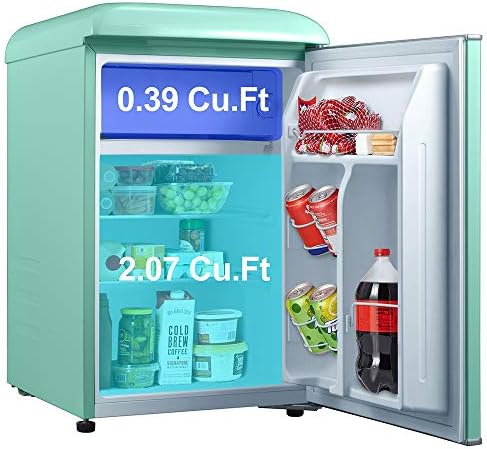 Galanz GLR25MGNR10 Retro Compact Refrigerator, Mini Fridge with Single Doors, Adjustable Mechanical Thermostat with Chiller, Green, 2.5 Cu Ft - Image 2