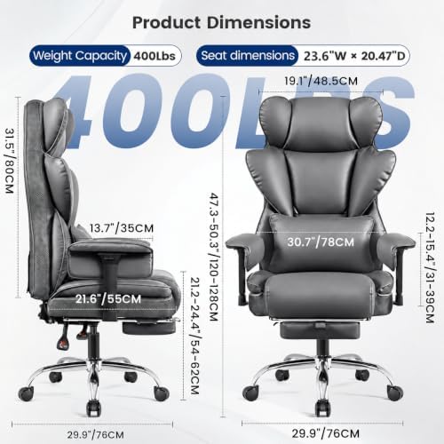 Big & Tall Office Chair 400 LBS with Lumbar Support & Footrest - Image 3