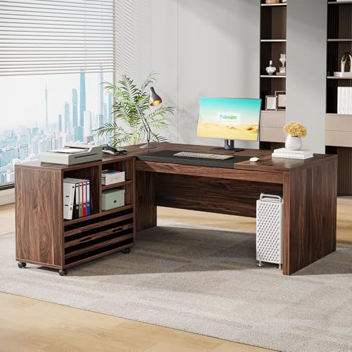 Tribesigns 62.2" L-Shaped Executive Desk with Mobile File Cabinet - Image 3