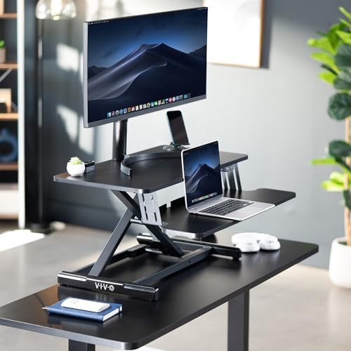 VIVO Black 32 in Electric Standing Desk Converter, DESK-VE32B - Image 3