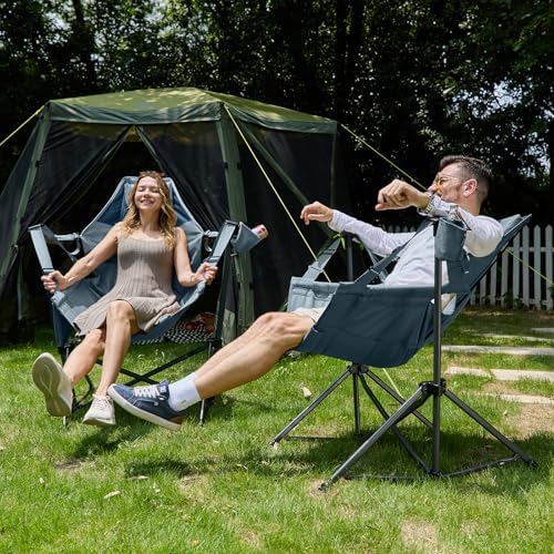 TIMBER RIDGE Hammock Camping Chair with Adjustable Backrest, Heavy Duty Folding Hammock Chair Supports 350lbs, Portable Hammock Chair for Camping, Travelling and Patio, Blue 2 Pack - Image 2