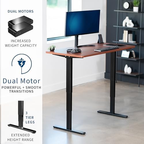 VIVO Dark Walnut 60 x 24 in Standing Desk, DESK-KIT-2B6D - Image 4
