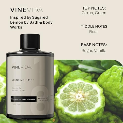 VINEVIDA [16 Fl Oz] Scent NO. 1118 Fragrance Oil for Cold Air Diffusers, Aromatic Notes of Citrus, Green, Floral, Sugar & Vanilla Essential Oils for Diffuser Oil Refill & Air Freshener Room Spray - Image 2