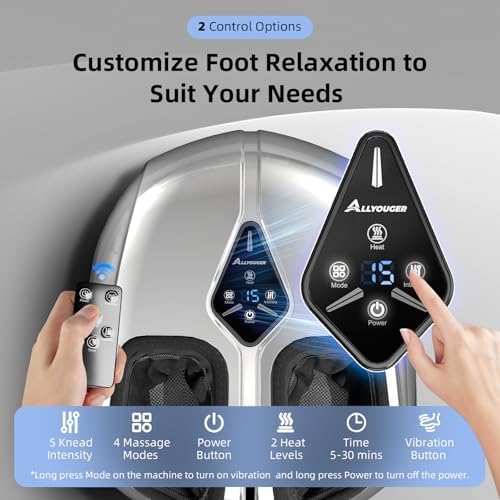 Foot Massager with Heat,Deep Shiatsu for Plantar Fasciitis（Silver） - Image 2
