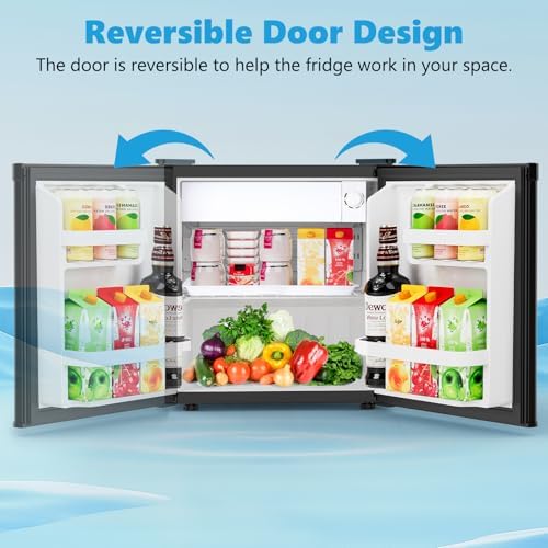 Electactic 1.6 Cu.ft Mini Fridge, Compact Single Reversible Door Refrigerator, Adjustable Thermostat, Ultra Quiet, Energy Efficient for Office, Dorm, Bedroom, Apartment -Black - Image 4