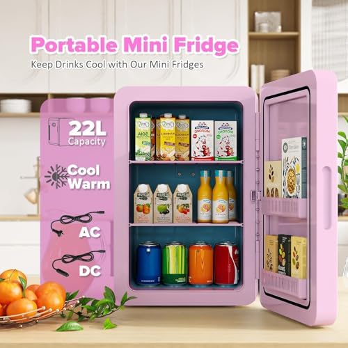 Kikihouse 22L/30Cans Mini Fridge for Bedroom, Portable Cooler & Warmer - Image 2