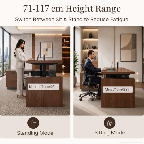 79" L-Shaped Executive Standing Desk with File Drawer, Dual Motors, Power - Image 4