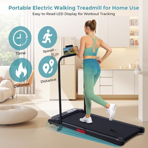 Portable Walking Pad Treadmill with Handle Bar and Incline for Home, 0.6-7.6MPH Under Desk Treadmill for Home Small, 350LBS Small Treadmills with Handles, 3.0HP Treadmills for Exercising - Image 3