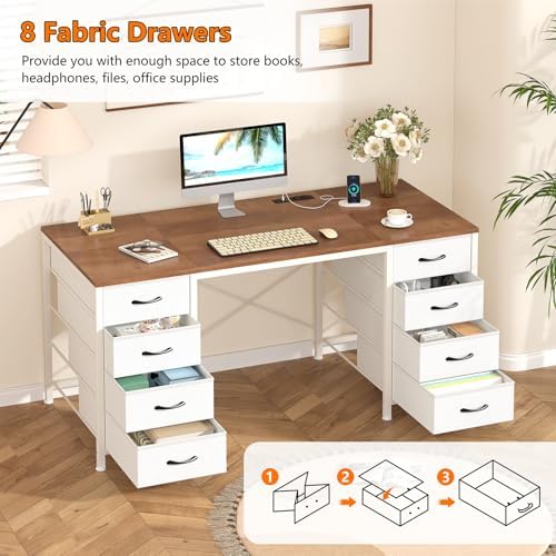 50 Inch Computer Desk with 8 Drawers for Home Office, Bedroom, Living Room - Image 6