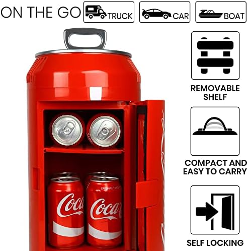 Koolatron Coca-Cola Portable 8 Can Thermoelectric Mini Fridge 5.4 L/ 5.7 Quarts Capacity, 12V DC/110V AC Cooler for home, cabin, beer, beverages, snacks, skincare, cosmetics, medication, Red CC06 - Image 5